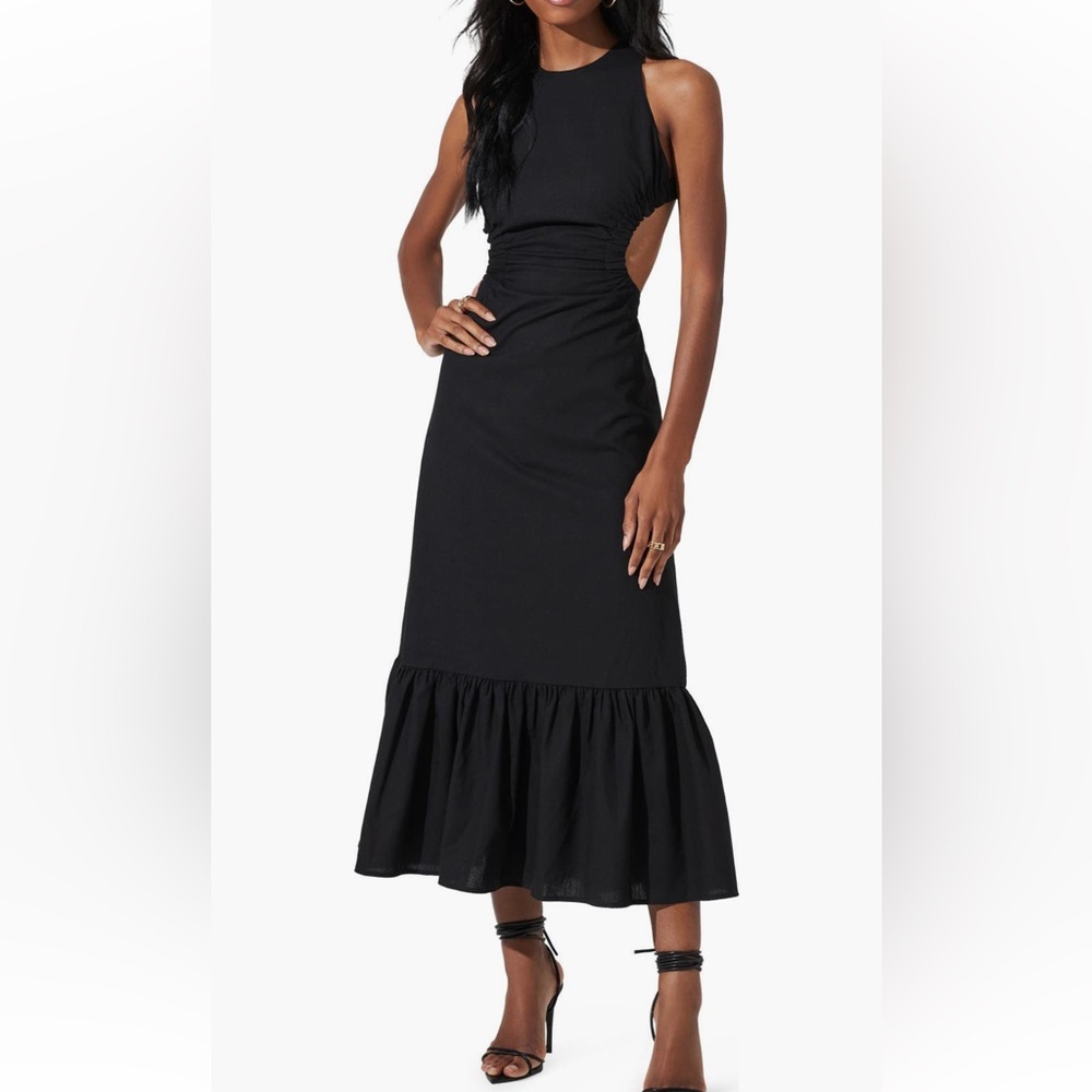 NWT ASTR the Label Open Back Linen & Cotton Maxi Dress
